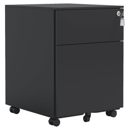 2 Drawer Mobile File Cabinet with Lock Steel File Cabinet for Legal/Letter/A4/F4 Size, Fully Assembled Include Wheels, Home/ Office Design, Black