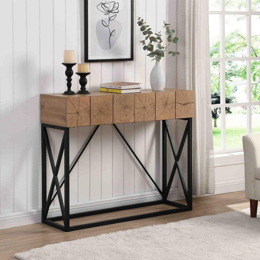 43.31" Luxury Wood Sofa Table, Industrial Console Table for Entryway, Hallway Tables with Two Drawers for Living Room