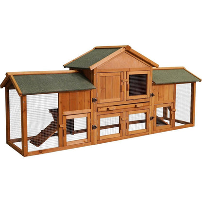 79.5" Extra Large Bunny Cage with 2 Runs House Small Animal Habitats for Guinea Pigs Hamster Removable Tray Two Tier Waterproof Roof Pet Supplies Cottage Poultry Pen Enclosure