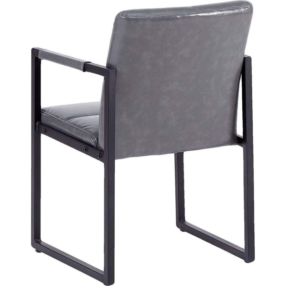 Ligth grey modern european style dining chair PU leather black metal pipe dining room furniture chair set of 2