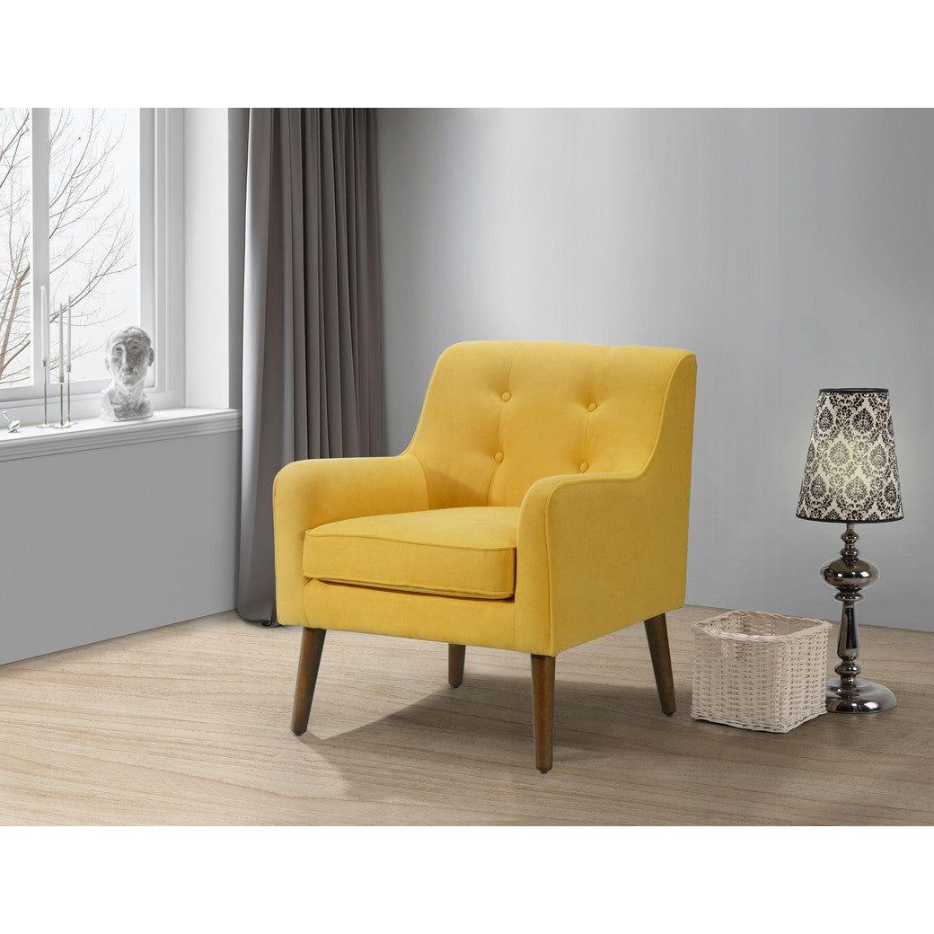 Ryder Mid Century Modern Yellow Woven Fabric Tufted Armchair