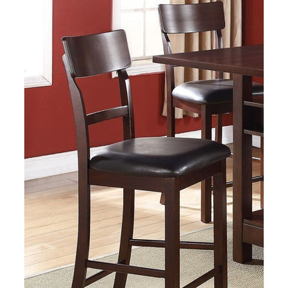 Set of 2 Chairs Dining Room Furniture Dark Brown Cushioned Solid wood Counter Height Chairs