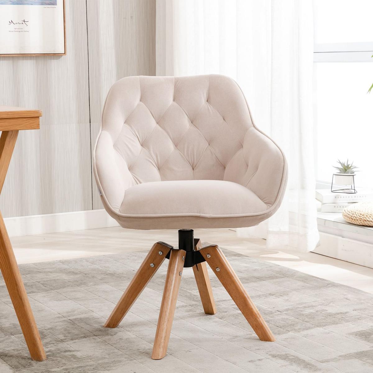 Solid Wood Tufted Upholstered Armless home office chair