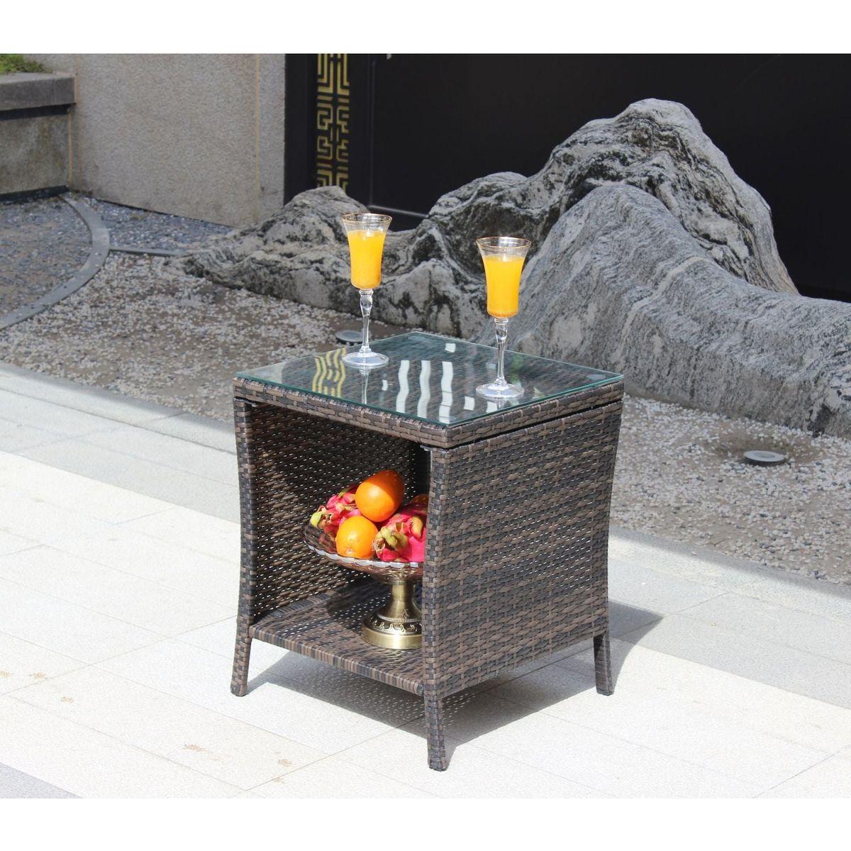 Outdoor patio Furniture 1 Coffee Table with clear tempered glass