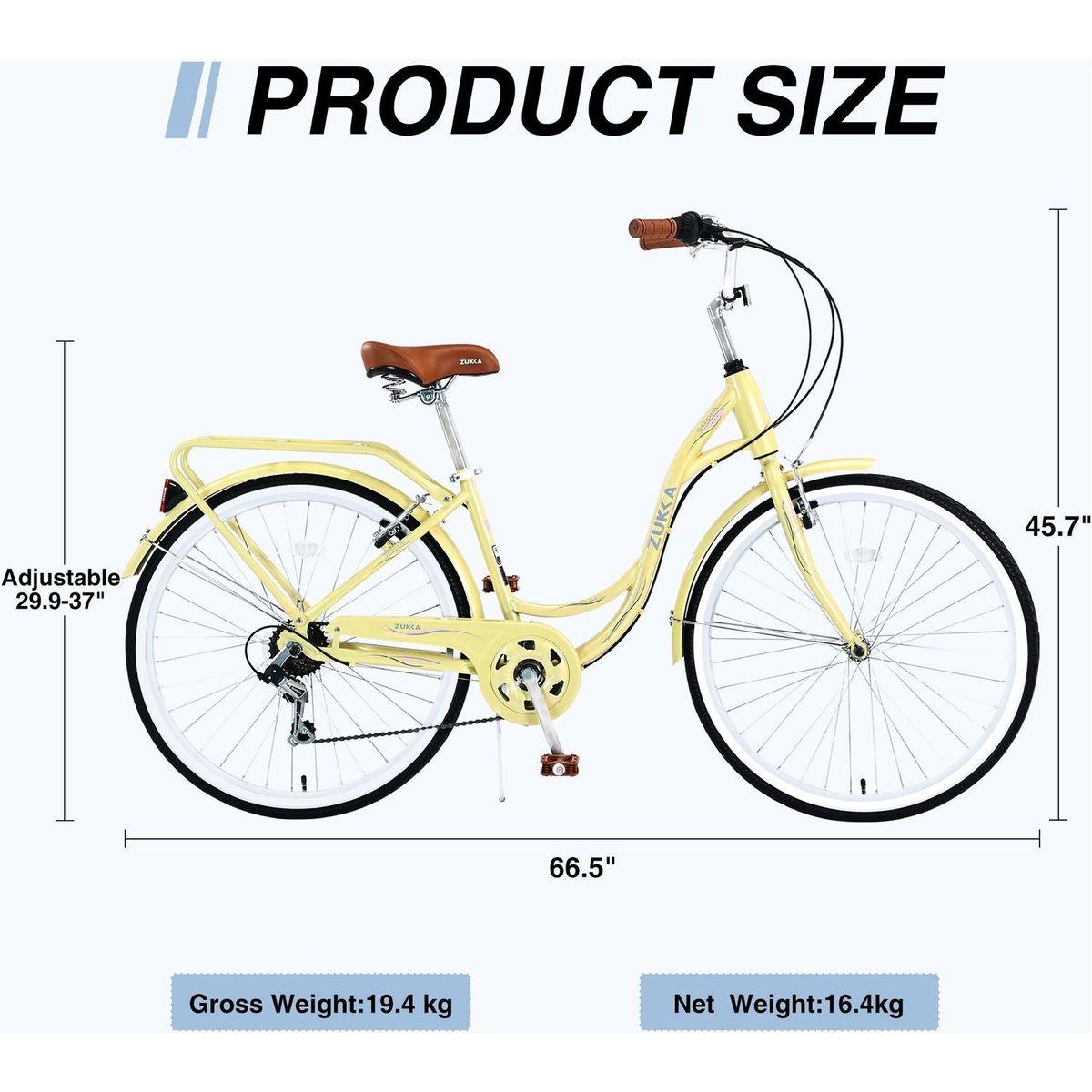 7 Speed, Steel Frame, Multiple Colors 26 Inch Ladies Bicycle