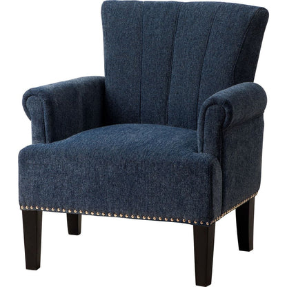 Accent Rivet Tufted Polyester Armchair, Navy Blue