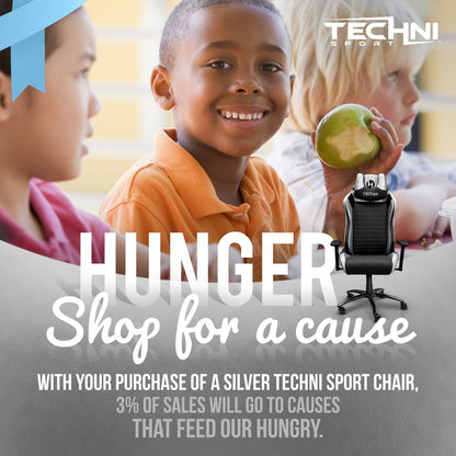 Techni Sport Ergonomic Racing Style Gaming Chair - Silver