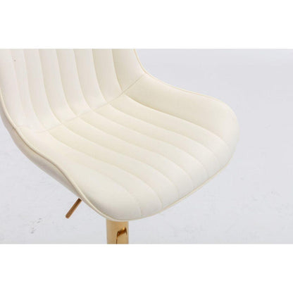 Chrome Footrest and Base Swivel Height Adjustable Mechanical Lifting Velvet + Golden Leg Simple Bar Stool, Set of 2, Ivory - Streamdale Furniture