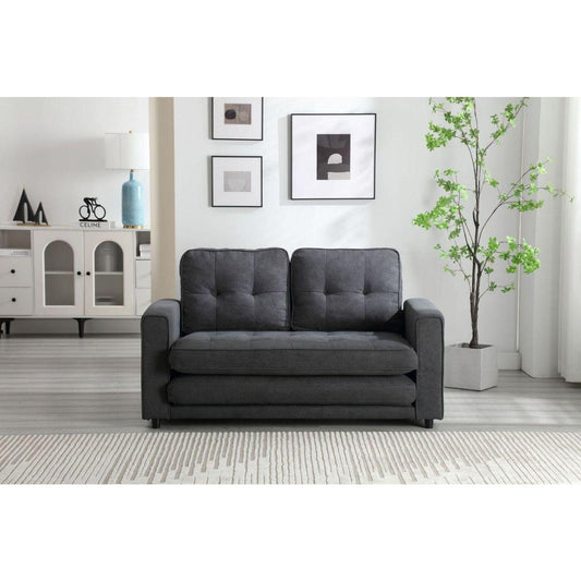 3 Fold Sofa,Convertible Futon Couch sleeper sofabed,Space saving loveseat,Pull Out Couch Bed for Living Room,Dark Gray & Light Gray & Beige,Velvet linen fabric