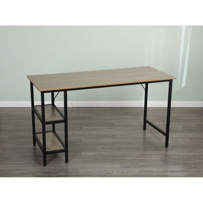 55-inch oversized light gray wood grain, best-selling home office computer desk, study writing desk with two-layer bookshelf