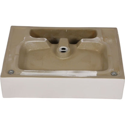 24" Bathroom Console Sink with Overflow, Ceramic Console Sink White Basin Gold Legs