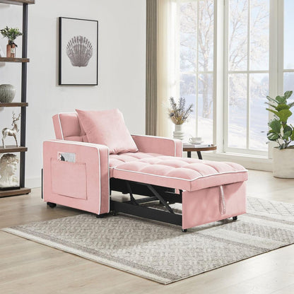 Three-in-one sofa bed chair folding sofa bed adjustable back into a sofa recliner single bed adult modern chair bed berth Pink