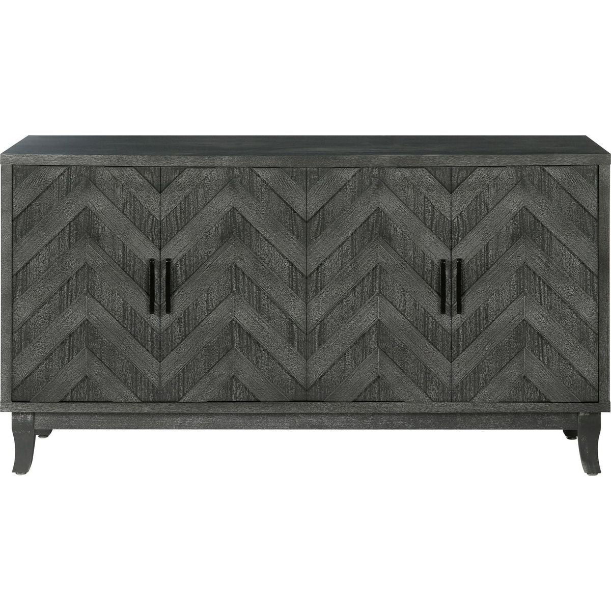 Stronger Vintage Style Buffet Cabinet, Lacquered Accent Storage 4 Door Wooden Cabinets, Thickened Sideboard Storage Cabinet for Entryway, Living Room, Taupe Grey - Streamdale Furniture