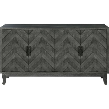 Stronger Vintage Style Buffet Cabinet, Lacquered Accent Storage 4 Door Wooden Cabinets, Thickened Sideboard Storage Cabinet for Entryway, Living Room, Taupe Grey - Streamdale Furniture