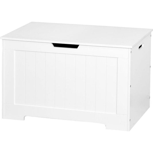 White Lift Top Entryway Storage Chest/Bench with 2 Safety Hinge, Wooden Toy Box - Streamdale Furniture