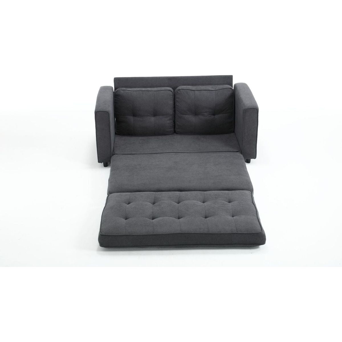 3 Fold Sofa,Convertible Futon Couch sleeper sofabed,Space saving loveseat,Pull Out Couch Bed for Living Room,Dark Gray & Light Gray & Beige,Velvet linen fabric