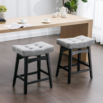 Counter Height 25" Stools for Kitchen Counter Backless Faux Leather Stools Farmhouse Island Chairs (25 Inch, Gray, Set of 2)