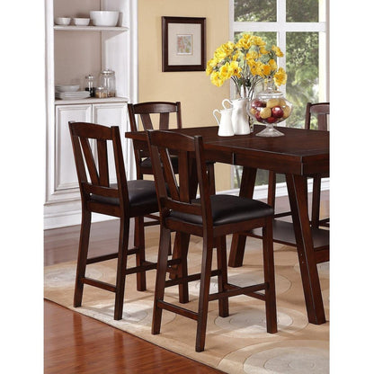 Dark Walnut Wood Framed Back Set of 2 Counter Height Dining Chairs Breakfast Kitchen Cushion Seats