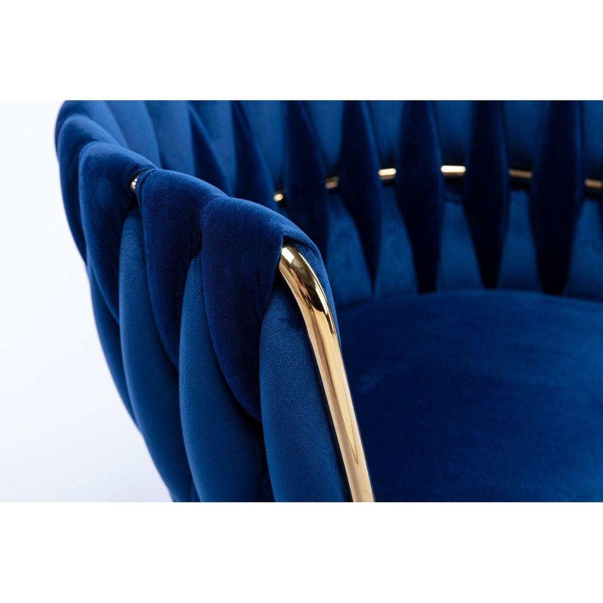 Modern Design Golden Metal Frame Velvet Fabric Dining Chair with Golden Legs,Set of 2,Navy