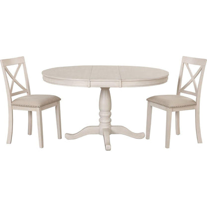 Modern Dining Table Set for 4, Round Table and 4 Kitchen Room Chairs, 5 Piece Kitchen Table Set for Dining Room, Dinette, Breakfast Nook, Antique White