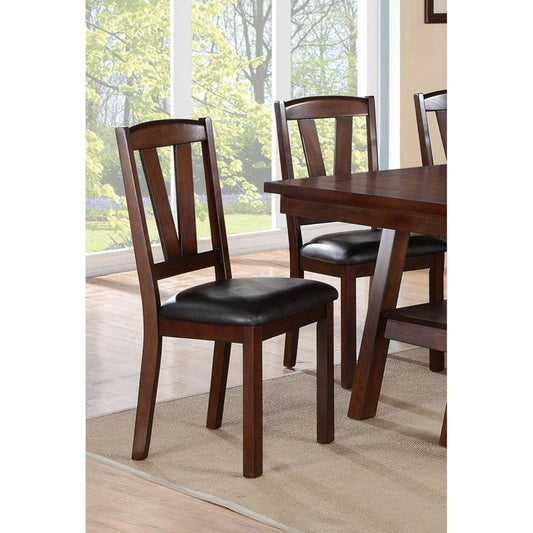 Dark Walnut Wood Framed Back Set of 2 Dining Chairs Breakfast Kitchen Cushion Seats