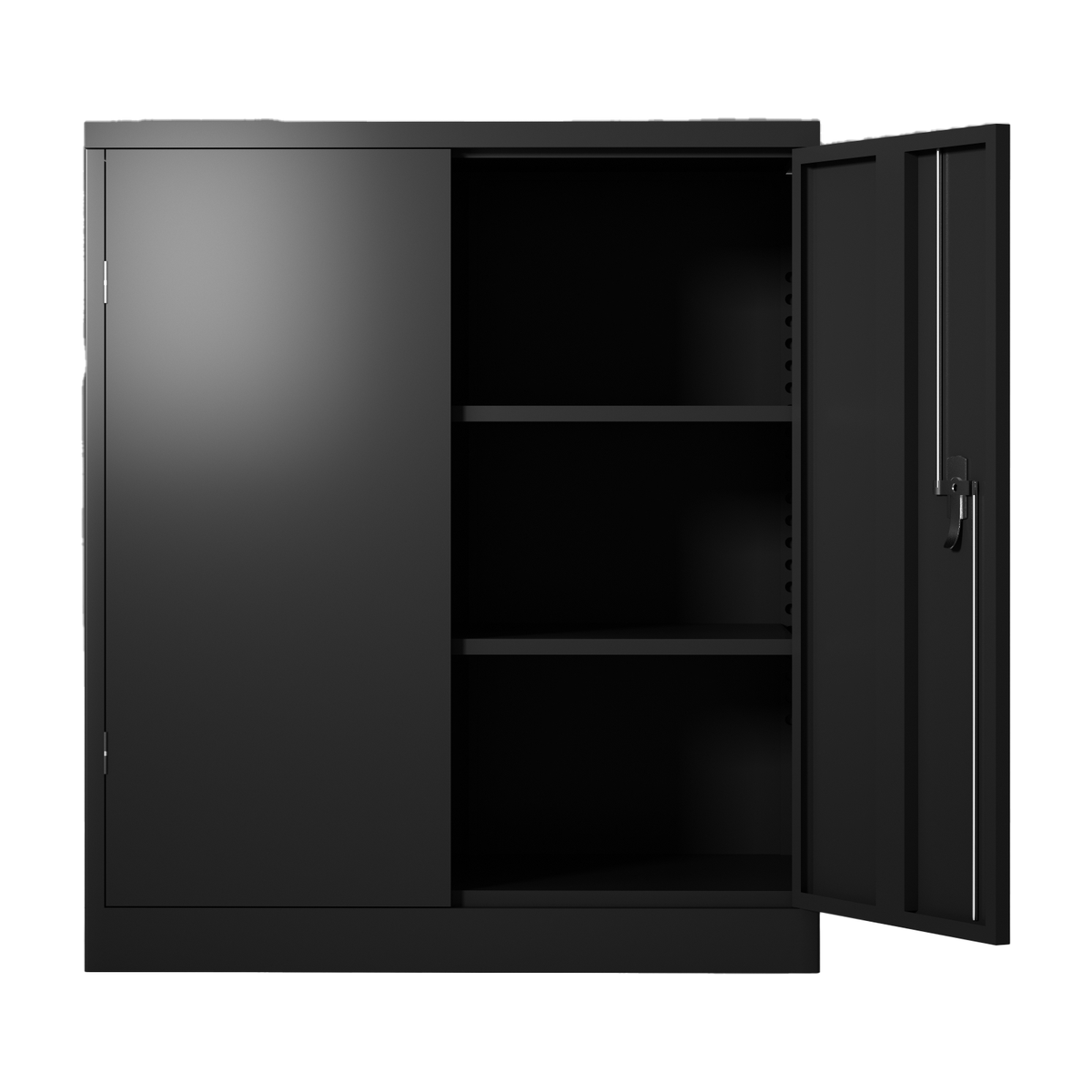 Metal Storage Cabinet with 2 Doors and 2 Shelves, Lockable Steel Storage Cabinet for Office, Garage, Warehouse - Streamdale Furniture