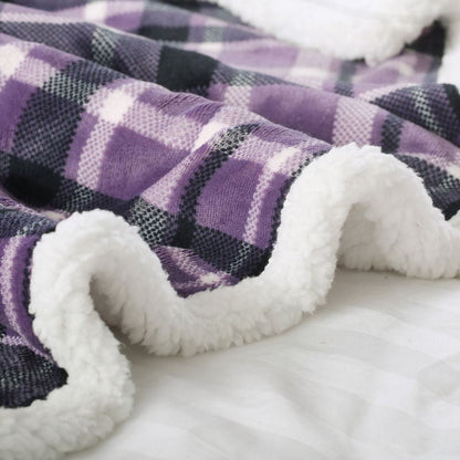 Plaid Flannel Sherpa Throw Blanket