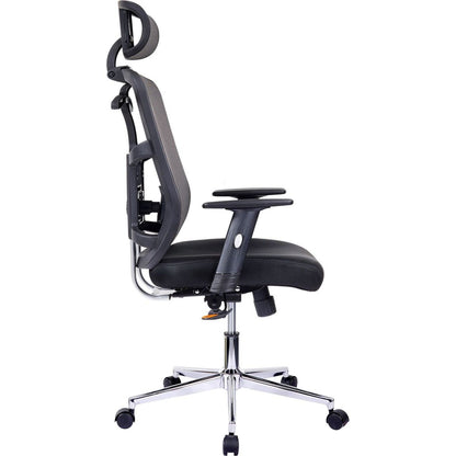 High Back Executive Mesh Office Chair with Arms, Lumbar Support and Chrome Base, Black