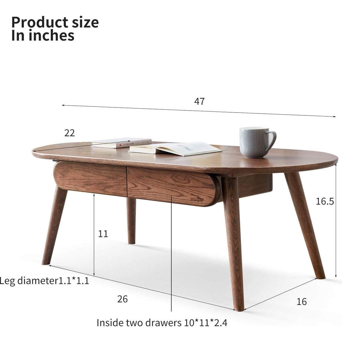 Capsule centre table Low table Table with drawers 100% solid wood Top board Desk Coffee table W 120 x D 52 x H 46 cm Study table Work from home Easy to assemble Natural wood Natural writing desk