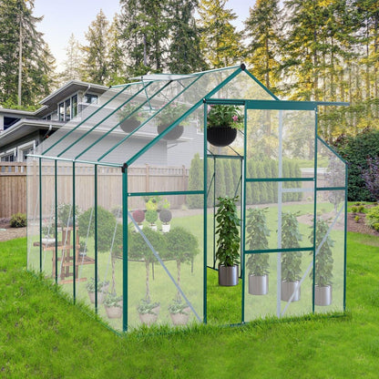 6X10FT Polycarbonate Greenhouse Raised Base and Anchor Aluminum Heavy Duty Walk-in Greenhouses for Outdoor Backyard in All Season