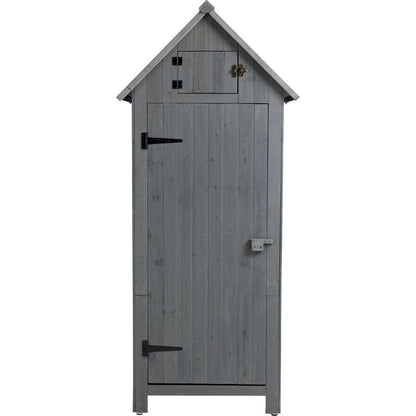 30.3" L X 21.3" W X 70.5" H Outdoor Storage Cabinet Tool Shed Wooden Garden Shed Gray