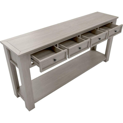 Console Table/Sofa Table with Storage Drawers and Bottom Shelf for Entryway Hallway (Gray Wash)