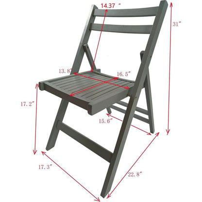 Furniture Slatted Wood Folding Special Event Chair - Gray, Set of 4, FOLDING CHAIR, FOLDABLE STYLE