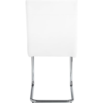 Palton Side Chair (Set-2), White PU & Chrome Finish