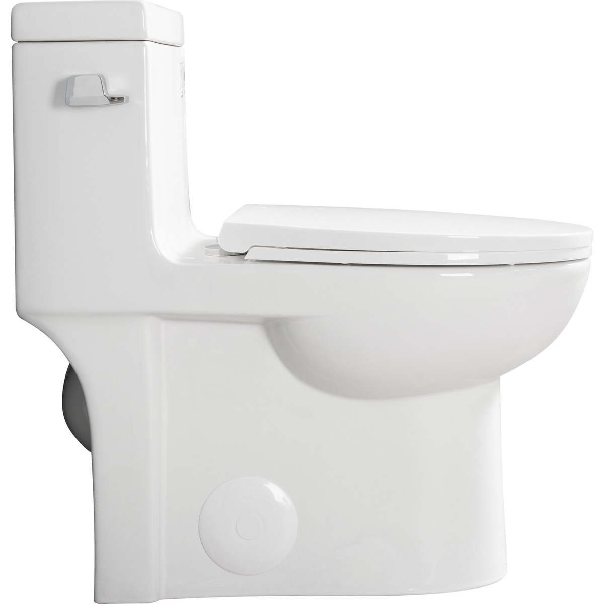 15 1/8 Inch 1.28 GPF 1-Piece Elongated Toilet with Soft-Close Seat - Gloss White 23T03-GW