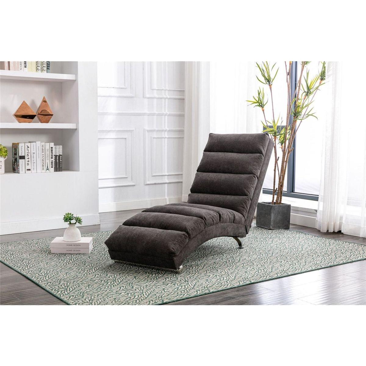 Linen Chaise Lounge Indoor Chair, Modern Long Lounger for Office or Living Room