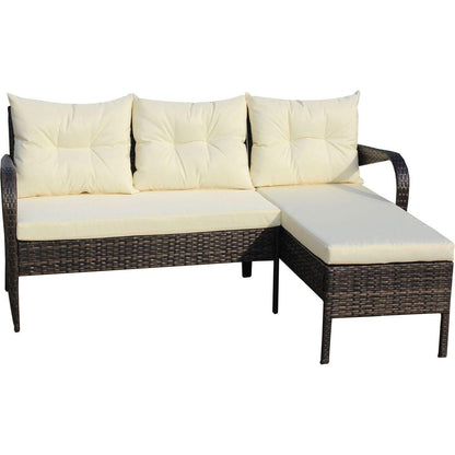 Outdoor patio Furniture sets 2 piece Conversation set wicker Ratten Sectional Sofa With Seat Cushions (Beige Cushion)