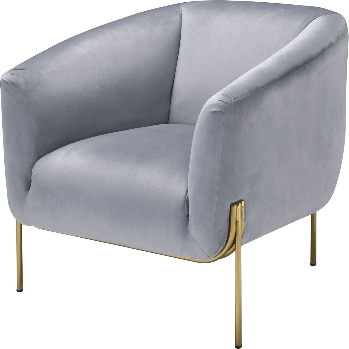 Carlson Accent Chair, Gray Velvet & Gold