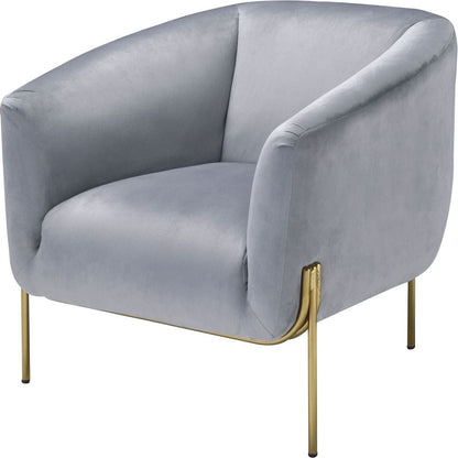 Carlson Accent Chair, Gray Velvet & Gold