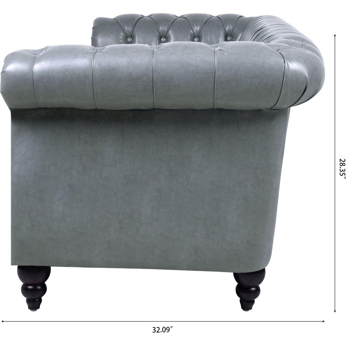 84.65" Rolled Arm Chesterfield 3 Seater Sofa.