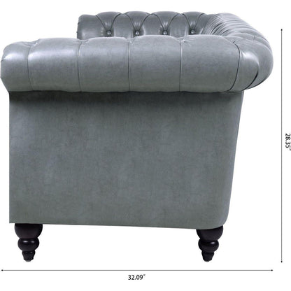 84.65" Rolled Arm Chesterfield 3 Seater Sofa.