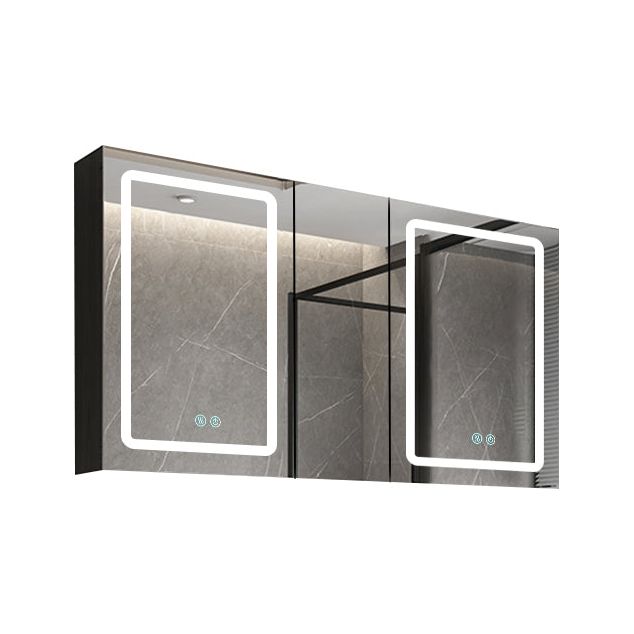 50x30 Inch LED Bathroom Medicine Cabinet Surface Mount Double Door Lighted Medicine Cabinet, Medicine Cabinets for Bathroom with Mirror Defogging, Dimmer Black