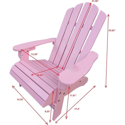 Outdoor or indoor Wood children Adirondack chair,pink