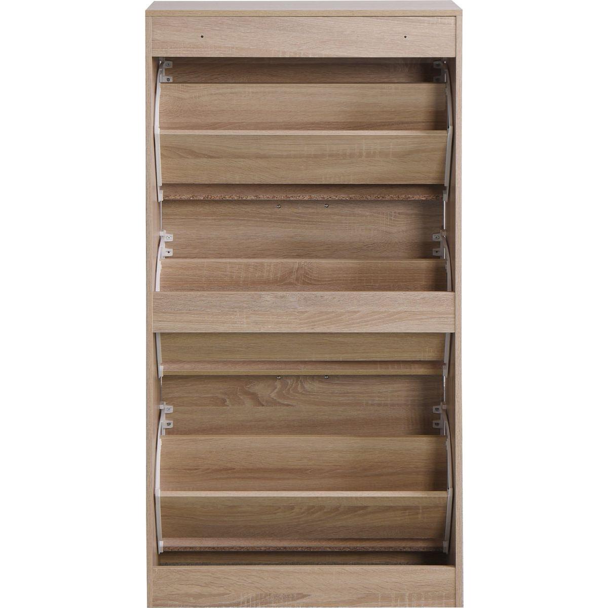 3-Drawer Shoe Storage Cabinet, 3-Tier Wood Shoe Rack Storage Organizer for Entryway