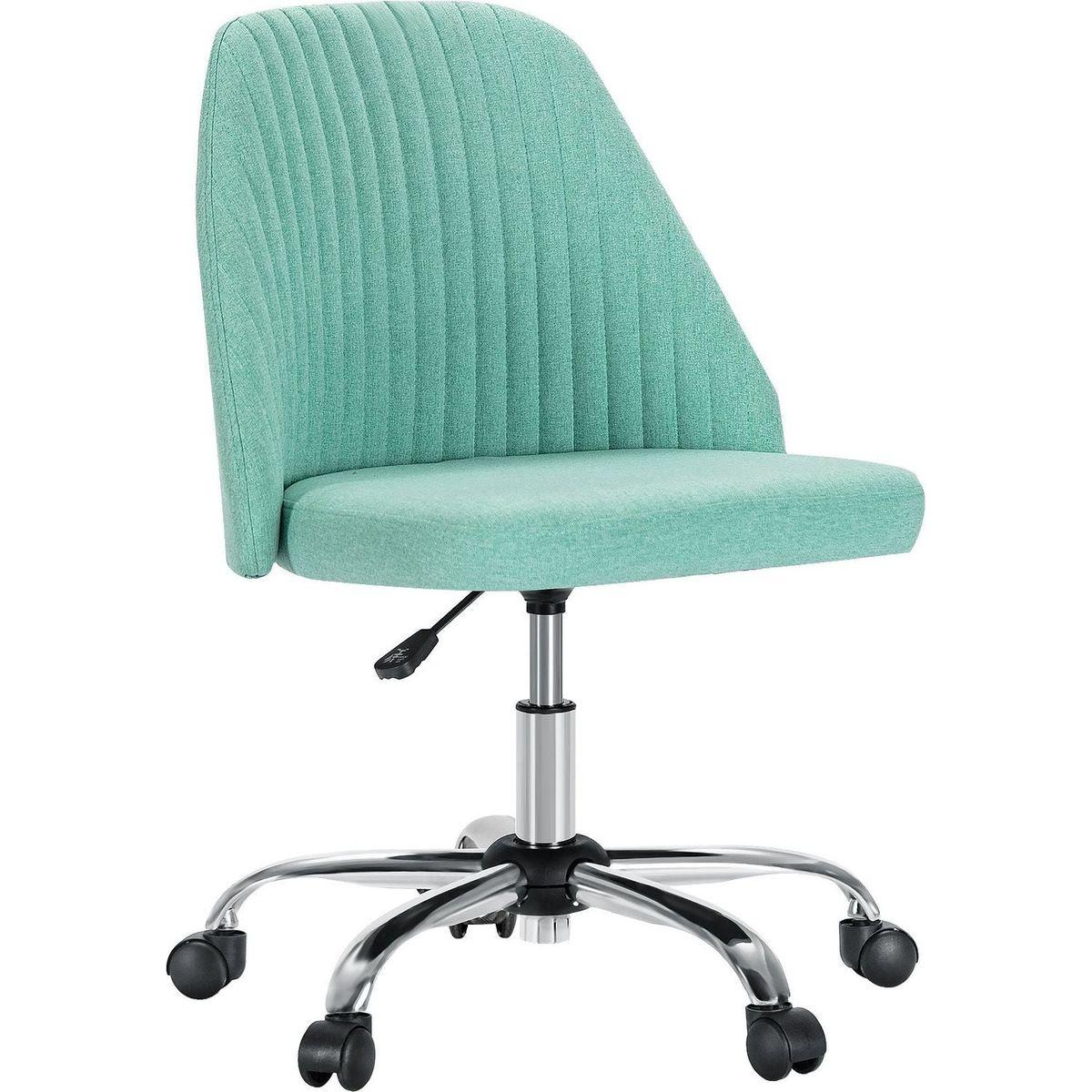 Armless Home Office Desk Chair with Wheels Adjustable Swivel Task Computer Vanity Chair for Small Spaces