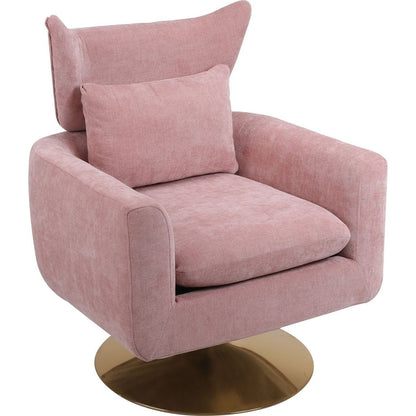 Classic Mid-Century 360-degree Swivel Accent Chair, Pink Linen