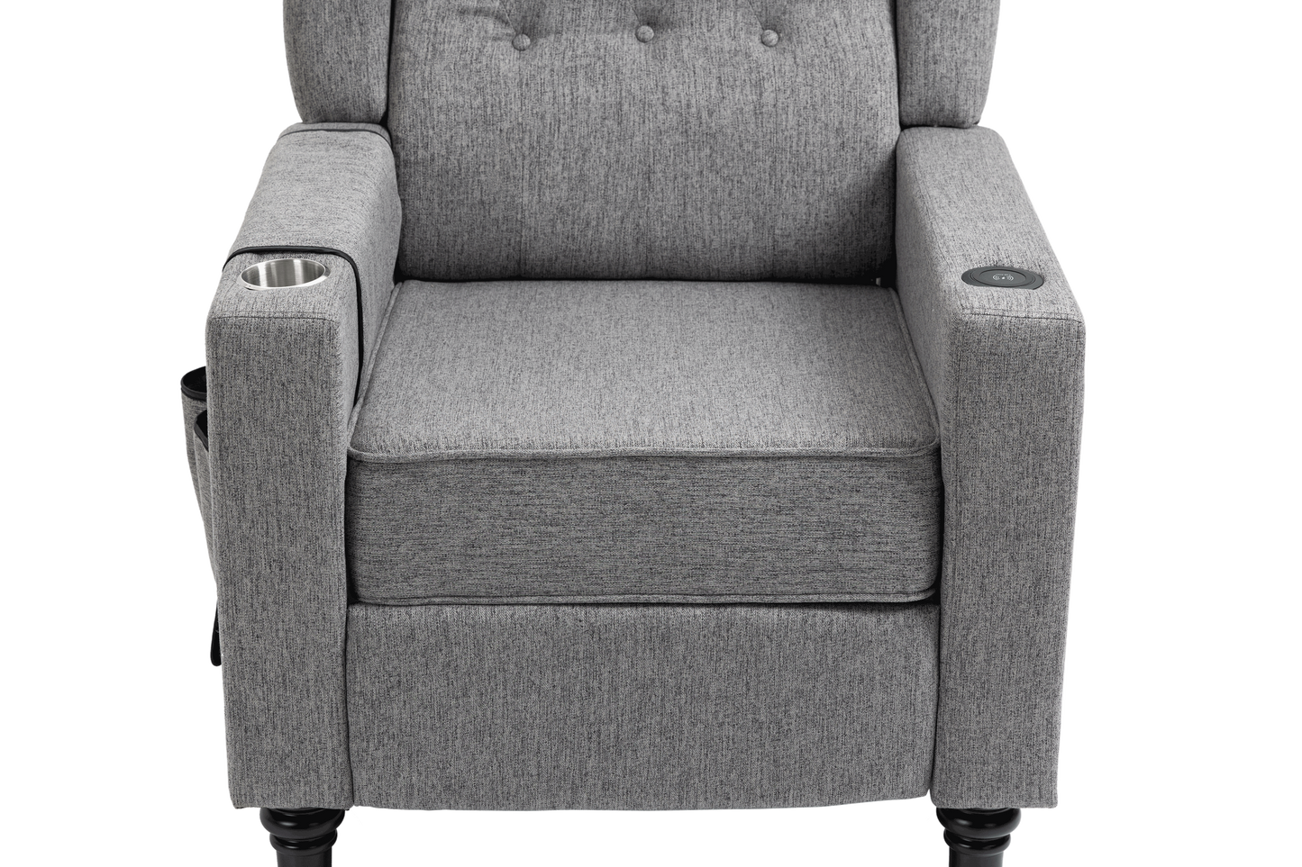 Arm Pushing Recliner Chair, Modern Button Tufted Wingback Push Back Recliner Chair, Living Room Chair Fabric Pushback Manual Single Reclining Sofa Home Theater Seating for Bedroom, DarkGray