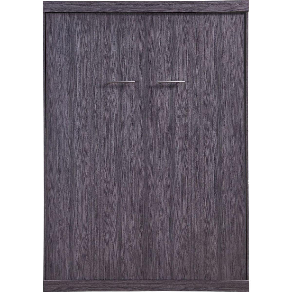 Full Size Murphy Bed with Wardrobe and Drawers, Storage Bed, can be Folded into a Cabinet, Gray