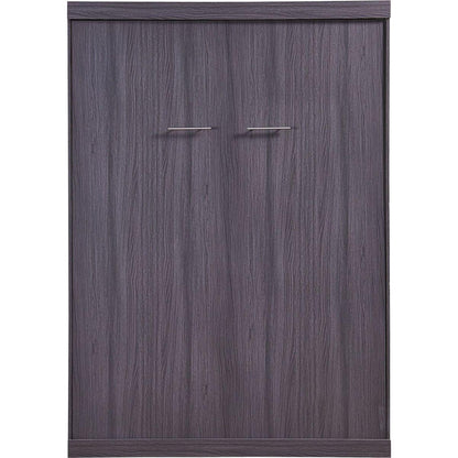 Full Size Murphy Bed with Wardrobe and Drawers, Storage Bed, can be Folded into a Cabinet, Gray