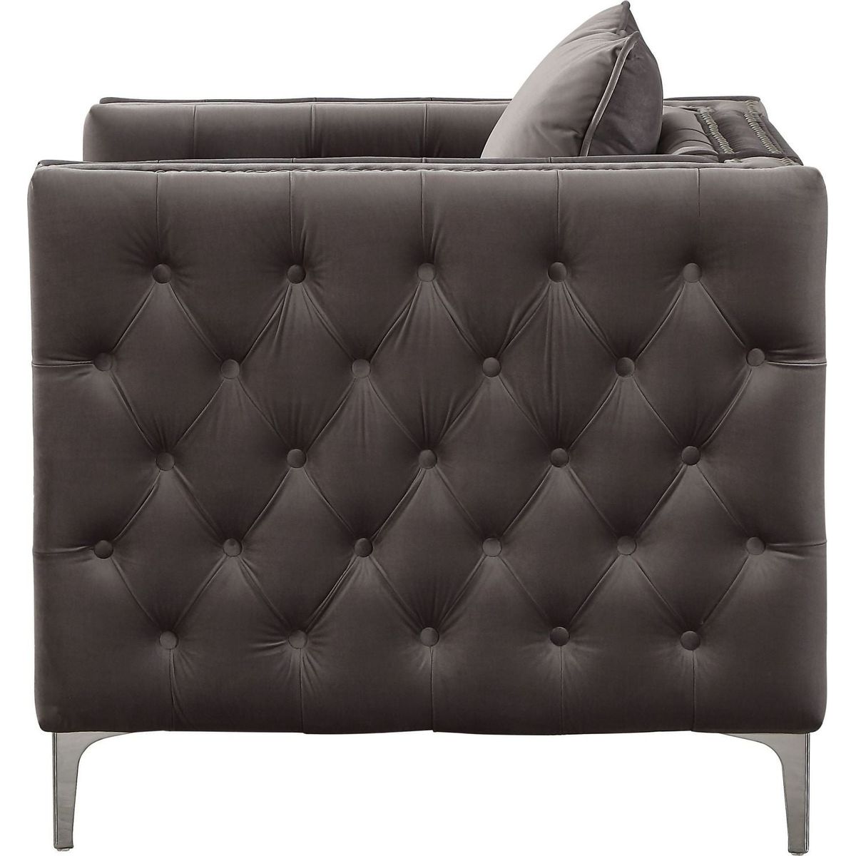 Gillian II Chair & 2 Pillow in Dark Gray Velvet